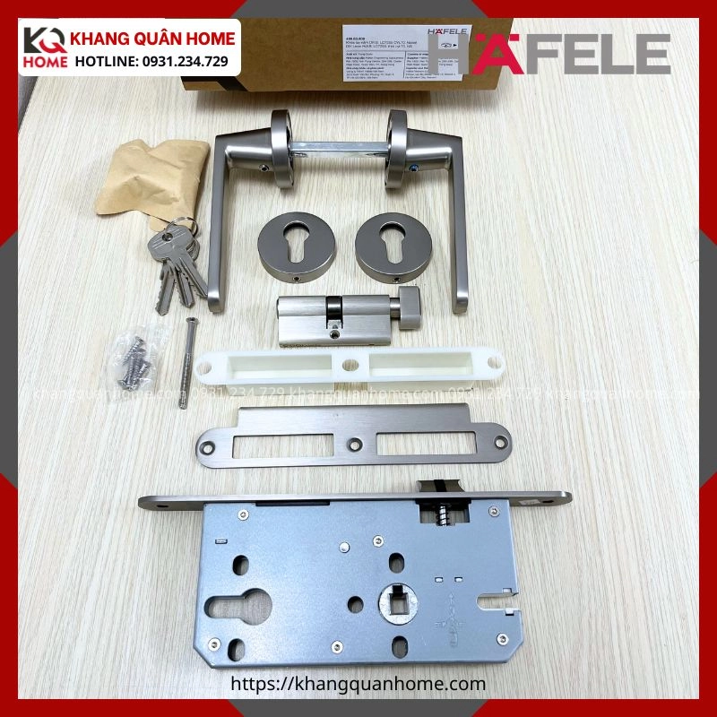 Hình Thực Tế Khóa Tay Nắm Cửa DIY Set B Hafele 499.63.608 Nickel Mờ