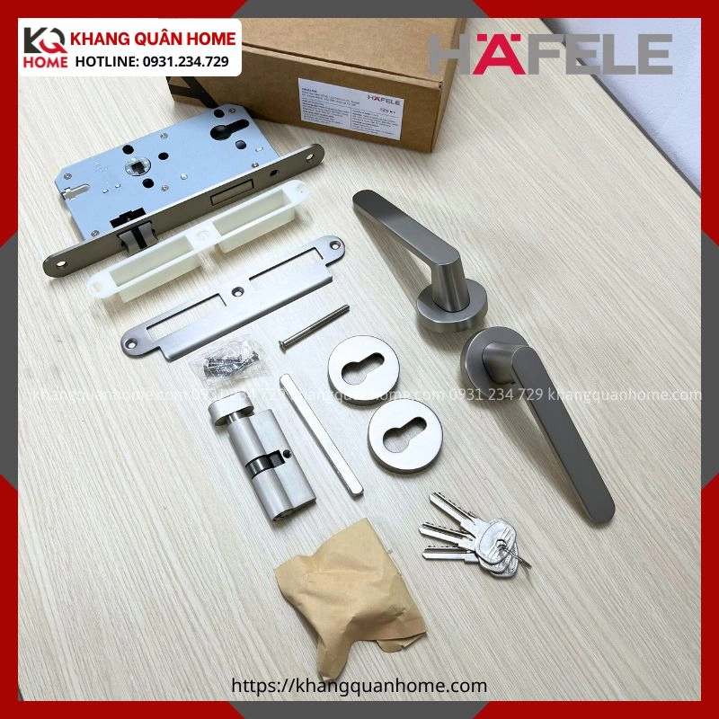 Hình Thực Tế Khóa Tay Nắm Cửa DIY Set B Hafele 499.63.608 Nickel Mờ