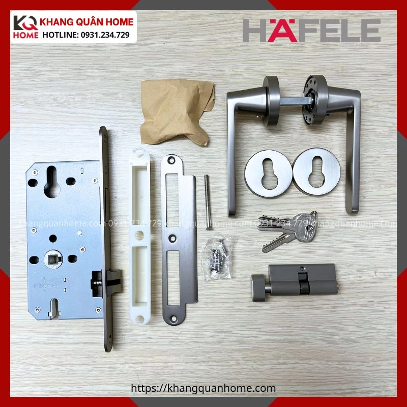 Hình Thực Tế Khóa Tay Nắm Cửa DIY Set B Hafele 499.63.608 Nickel Mờ