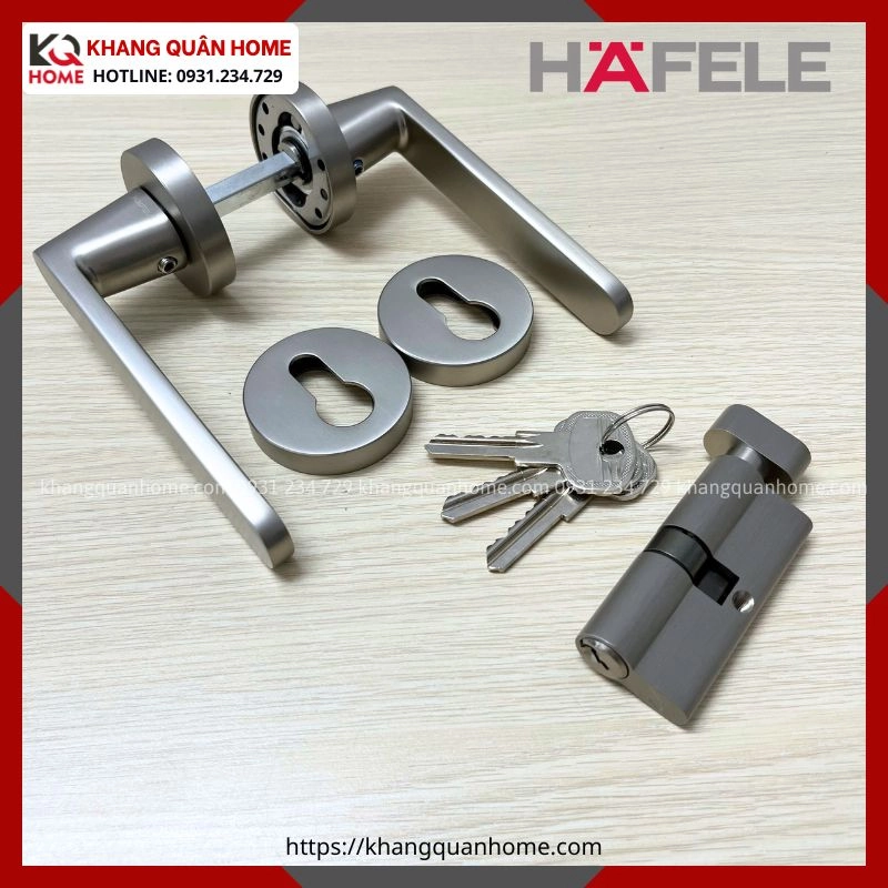 Hình Thực Tế Khóa Tay Nắm Cửa DIY Set B Hafele 499.63.608 Nickel Mờ