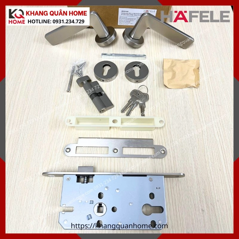 Hình thực tế Khóa Tay Nắm Cửa DIY Set D Hafele 499.63.624 Nickel Mờ