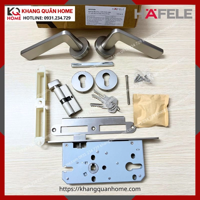 Hình thực tế Khóa Tay Nắm Cửa DIY Set D Hafele 499.63.624 Nickel Mờ