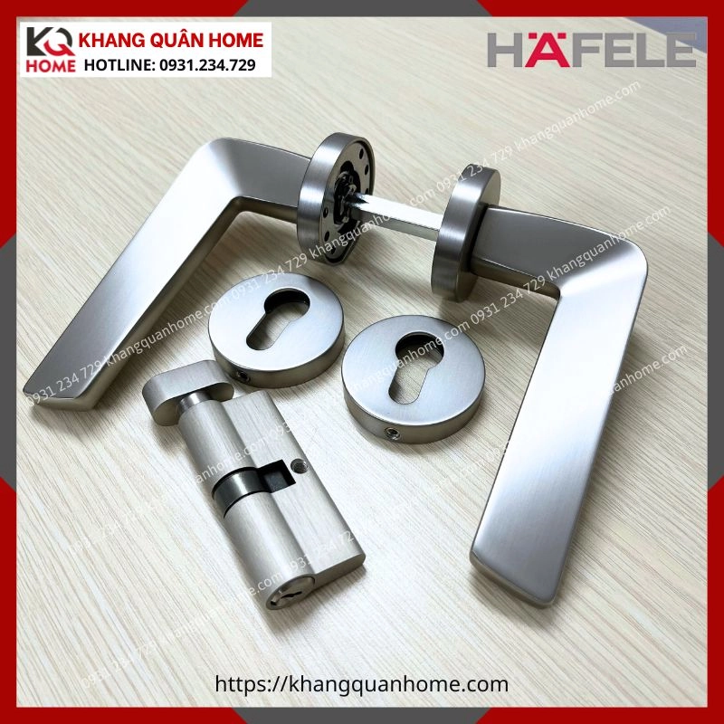 Hình thực tế Khóa Tay Nắm Cửa DIY Set D Hafele 499.63.624 Nickel Mờ