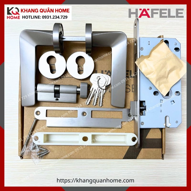 Hình thực tế Khóa Tay Nắm Cửa DIY Set D Hafele 499.63.624 Nickel Mờ