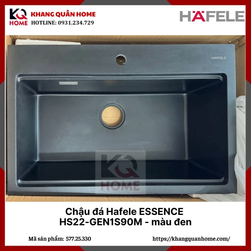 Hinh thuc te Chậu đá Hafele ESSENCE HS22-GEN1S90M - Màu đen - 577.25.330