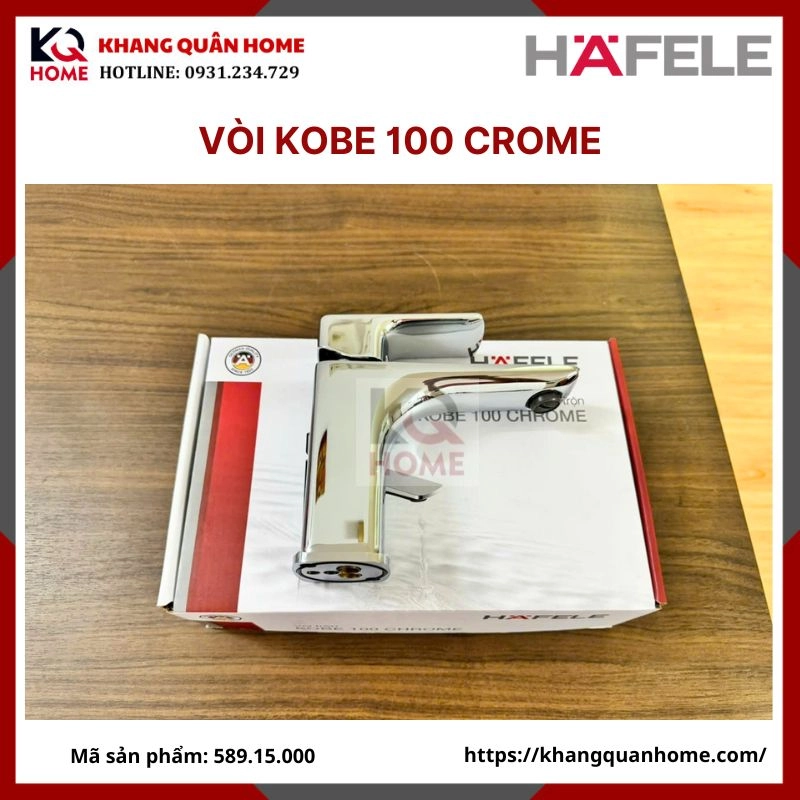 Vòi lavabo Hafele Kobe 100 chrome nóng lạnh 589.15.000