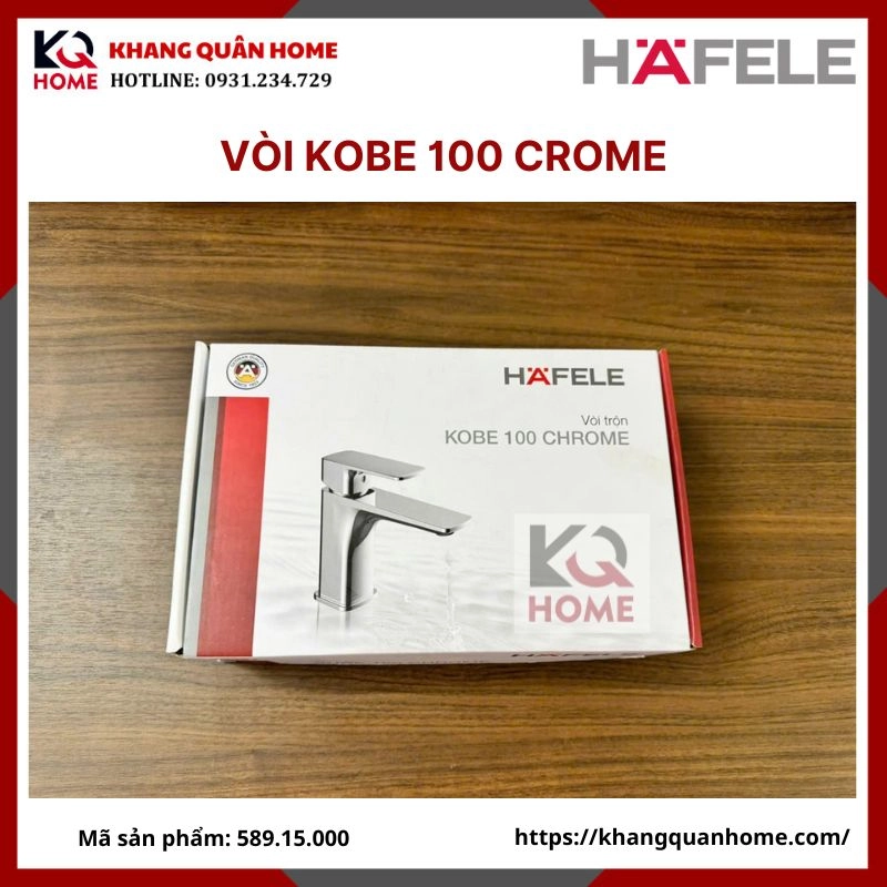 Vòi lavabo Hafele Kobe 100 chrome nóng lạnh 589.15.000