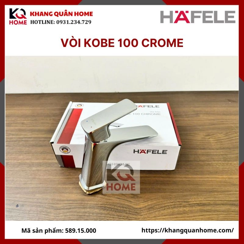 Vòi lavabo Hafele Kobe 100 chrome nóng lạnh 589.15.000