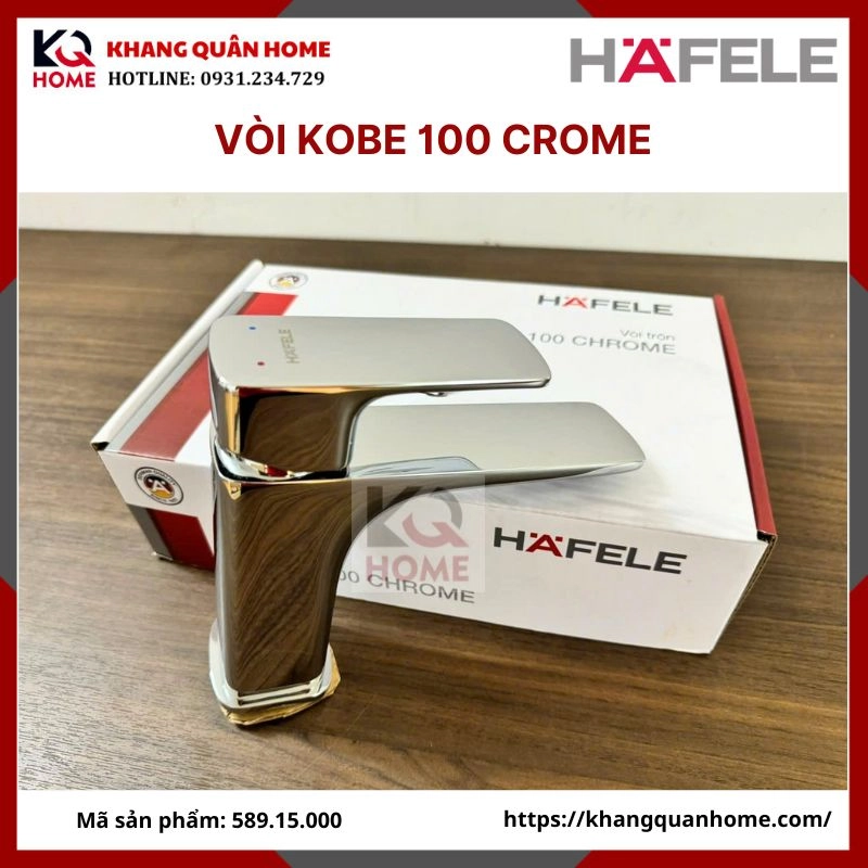 Vòi lavabo Hafele Kobe 100 chrome nóng lạnh 589.15.000
