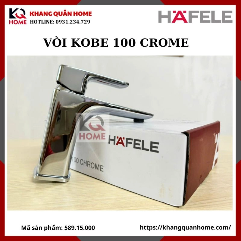 Vòi lavabo Hafele Kobe 100 chrome nóng lạnh 589.15.000