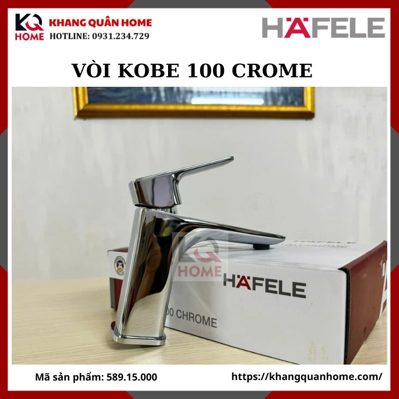 Vòi lavabo Hafele Kobe 100 chrome nóng lạnh 589.15.000