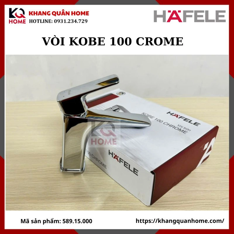 Vòi lavabo Hafele Kobe 100 chrome nóng lạnh 589.15.000