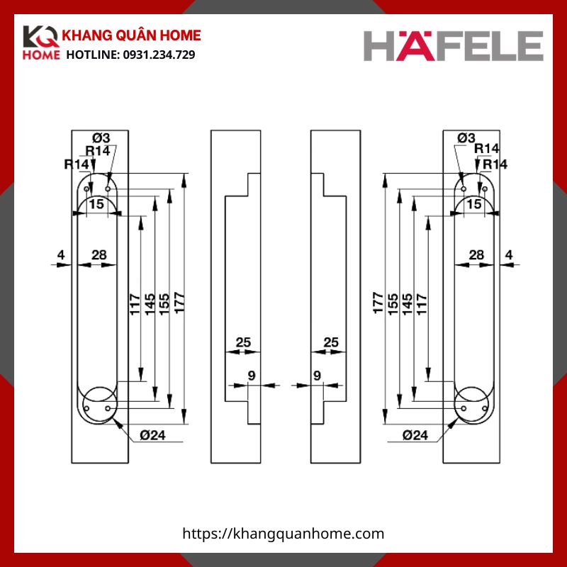 Bản Lề Âm 80Kg Màu Đen Hafele 927.03.023