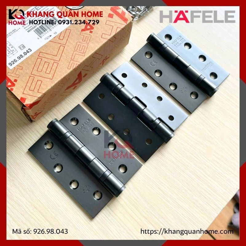 Bản Lề Lá 2 Vòng Bi 120Kg Màu Đen Hafele 926.98.043