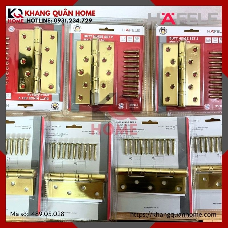 BẢN LỀ LÁ 4 VÒNG BI HAFELE MÀU VÀNG 489.05.028