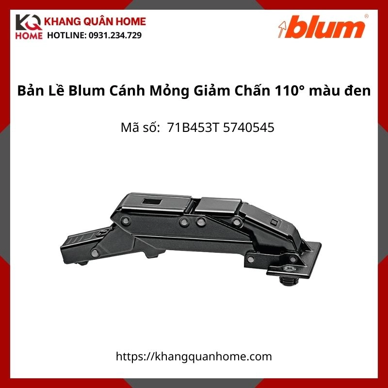 Bản Lề Blum Cánh Mỏng Giảm Chấn Góc Mở 110° 71B453T 5740545 màu đen