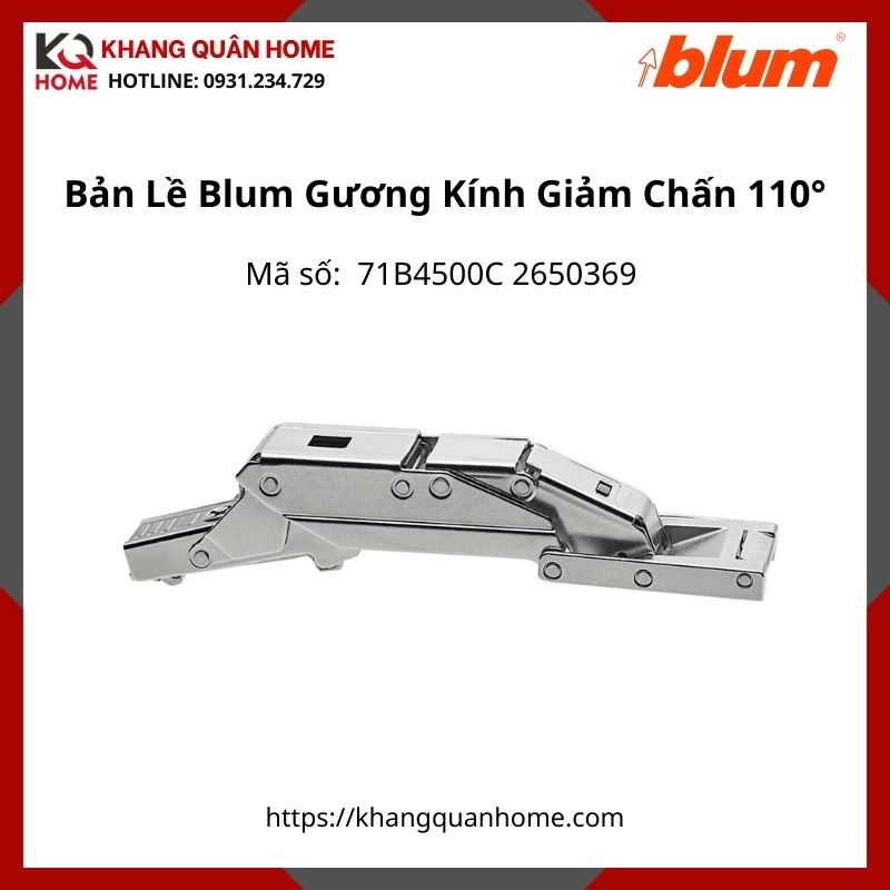Bản Lề Blum Gương Kính Giảm Chấn Góc Mở 110° 71B4500C 2650369 dày 3-8mm
