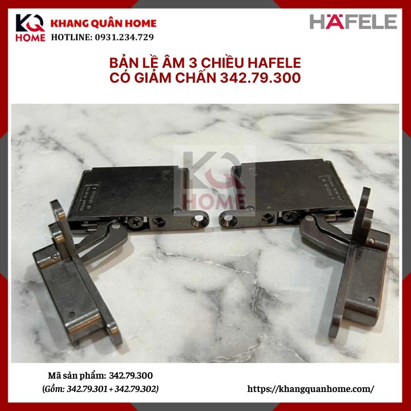 Bản lề âm 3 chiều Hafele 342.79.701 + 342.79.701 màu inox