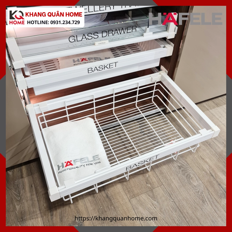 Rổ Đưng Quần Áo 600mm Hafele màu Trắng 807.95.841