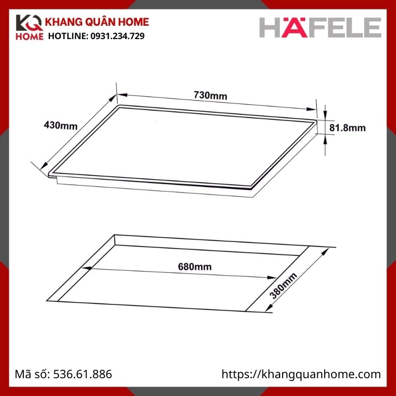 Bếp từ 2 vùng nấu Hafele HC-I7323B 536.61.886