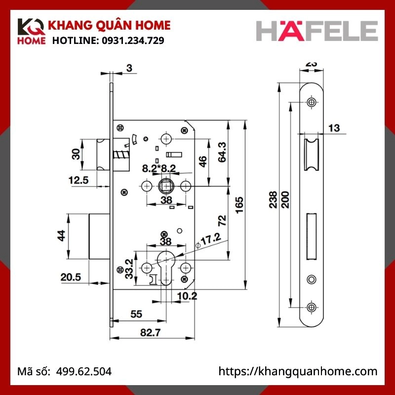 BỘ KHÓA CỬA HAFELE DIY 499.62.504