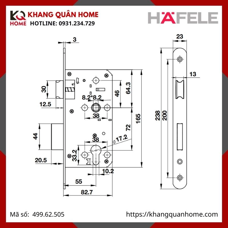 BỘ KHÓA CỬA HAFELE DIY 499.62.505