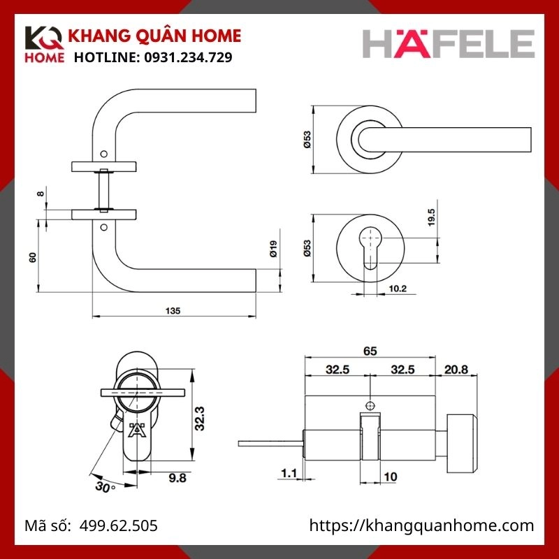 BỘ KHÓA CỬA HAFELE DIY 499.62.505