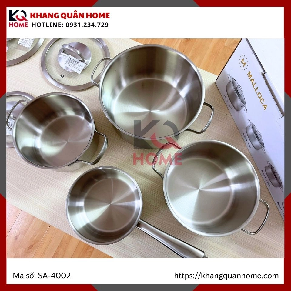 BỘ NỒI INOX CAO CẤP 8 MÓN MALLOCA SA-4002