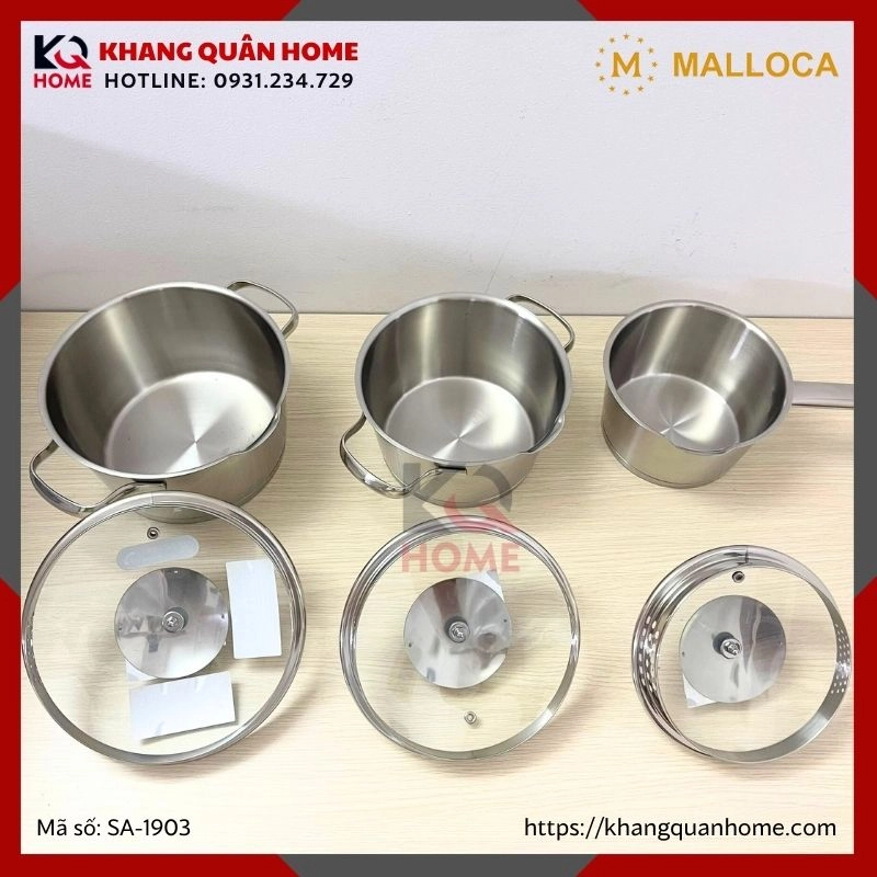 BỘ NỒI INOX 6 MÓN MALLOCA SA-1903