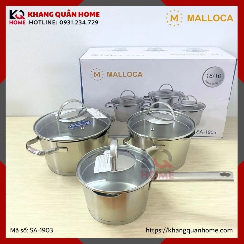 BỘ NỒI INOX 6 MÓN MALLOCA SA-1903