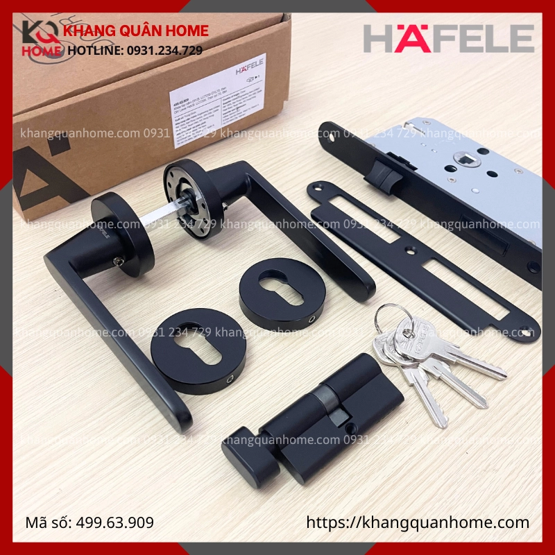 Bộ khóa cửa phòng DIY Hafele set B màu đen 499.63.909