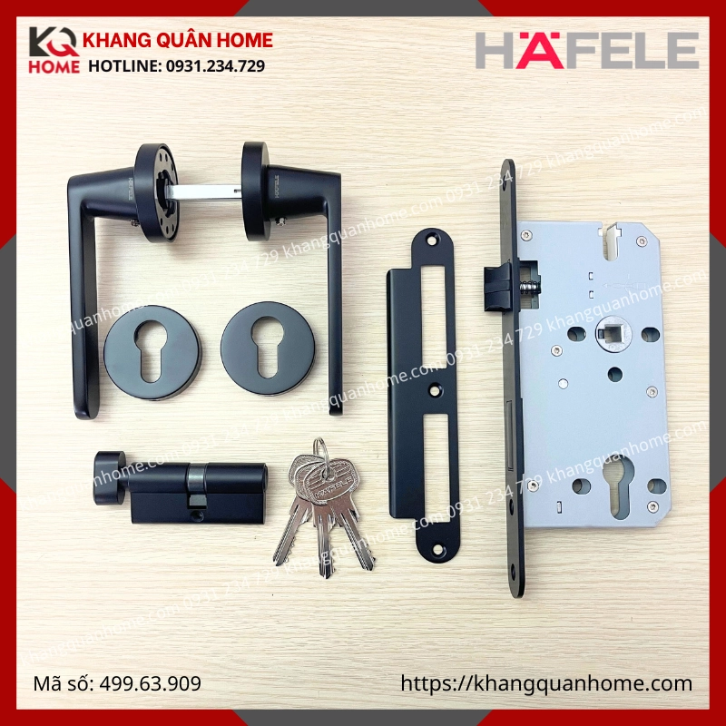 Bộ khóa cửa phòng DIY Hafele set B màu đen 499.63.909