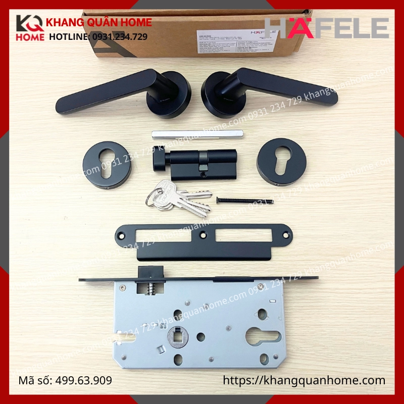 Bộ khóa cửa phòng DIY Hafele set B màu đen 499.63.909