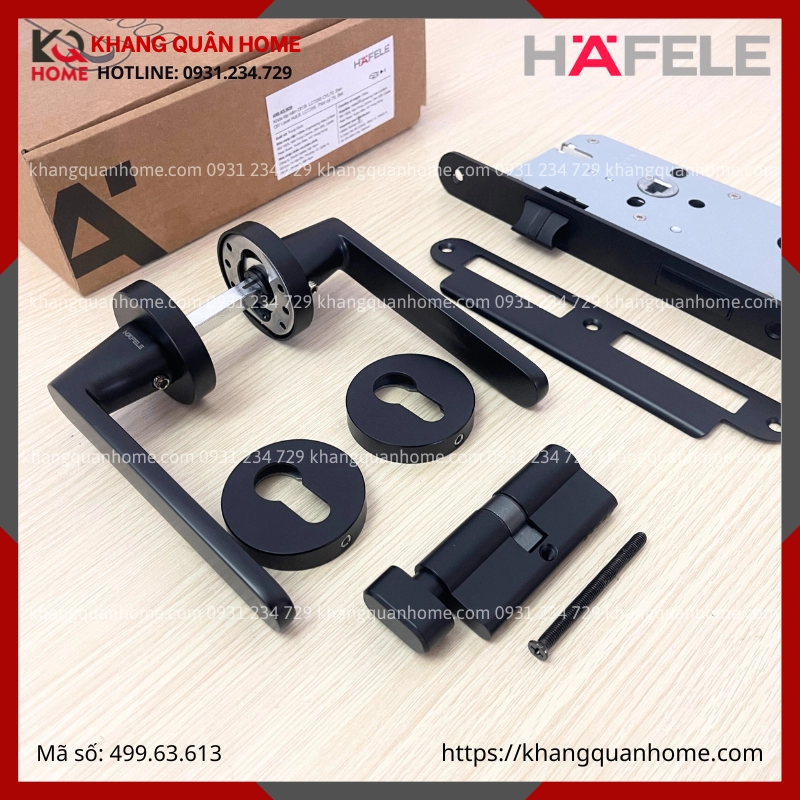 Bộ khóa Cửa Vệ Sinh DIY Hafele set B màu đen 499.63.613