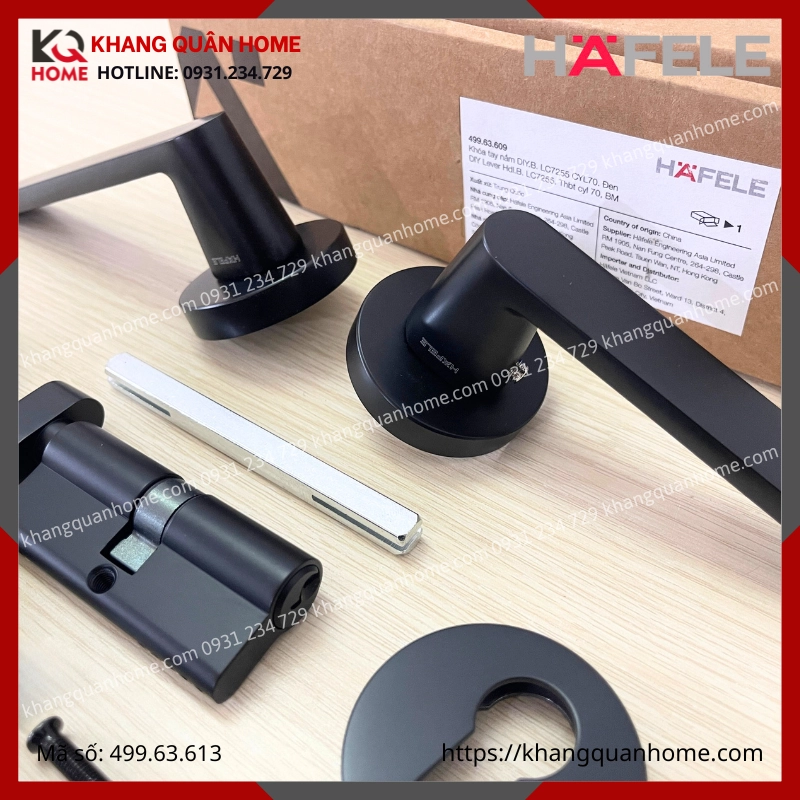 Bộ khóa Cửa Vệ Sinh DIY Hafele set B màu đen 499.63.613