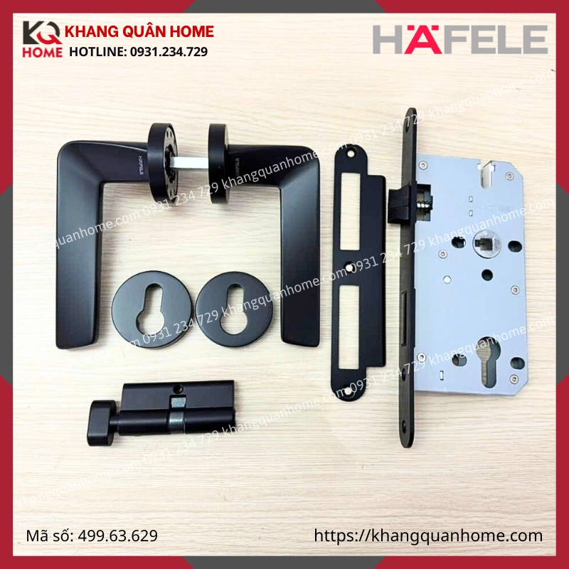 Bộ khóa cửa WC màu đen DIY Hafele set D 499.63.629
