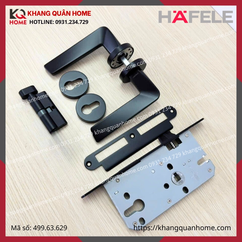 Bộ khóa cửa WC màu đen DIY Hafele set D 499.63.629