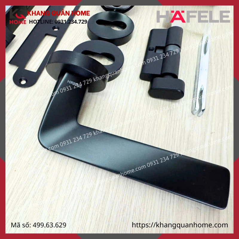 Bộ khóa cửa WC màu đen DIY Hafele set D 499.63.629