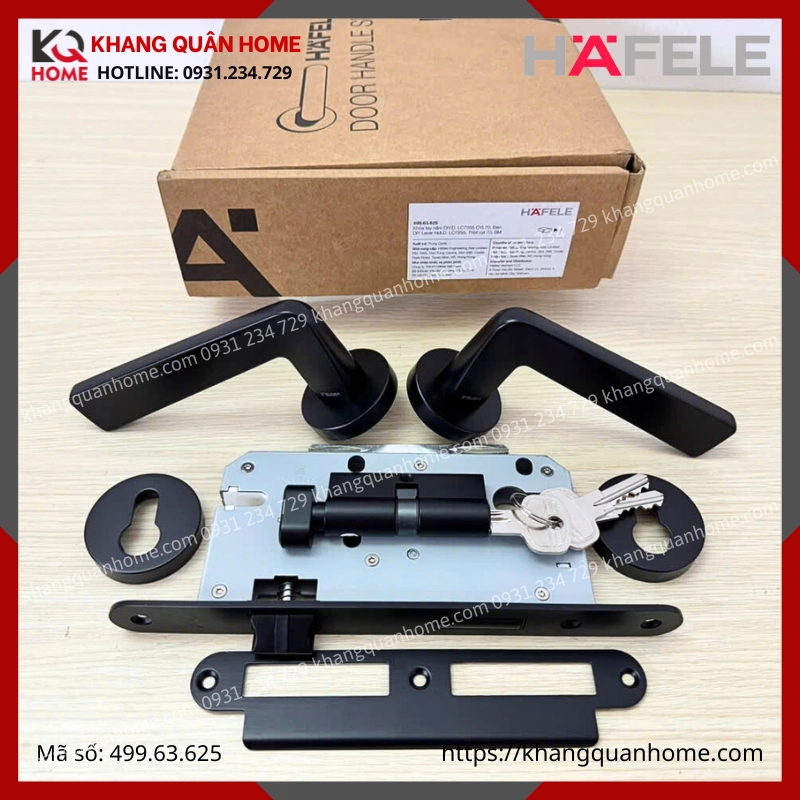 Bộ khóa tay nắm DIY Hafele set D màu đen 499.63.625