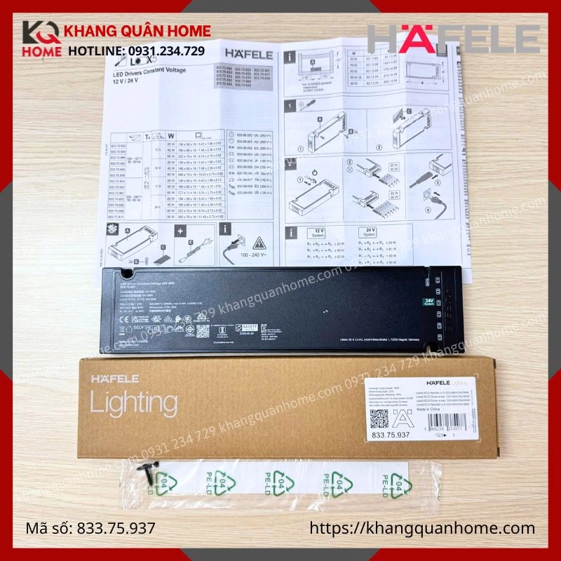 BIẾN ĐIỆN NGUỒN (ADAPTER) 24V-90W HAFELE LED LOOX5- 833.75.937