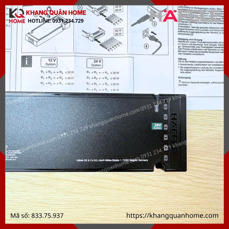 BIẾN ĐIỆN NGUỒN (ADAPTER) 24V-90W HAFELE LED LOOX5- 833.75.937