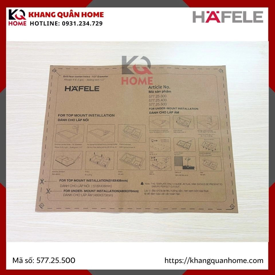 CHẬU RỬA CHÉN ĐÁ MÀU XÁM HAFELE HS22-GEN1S60S 577.25.500