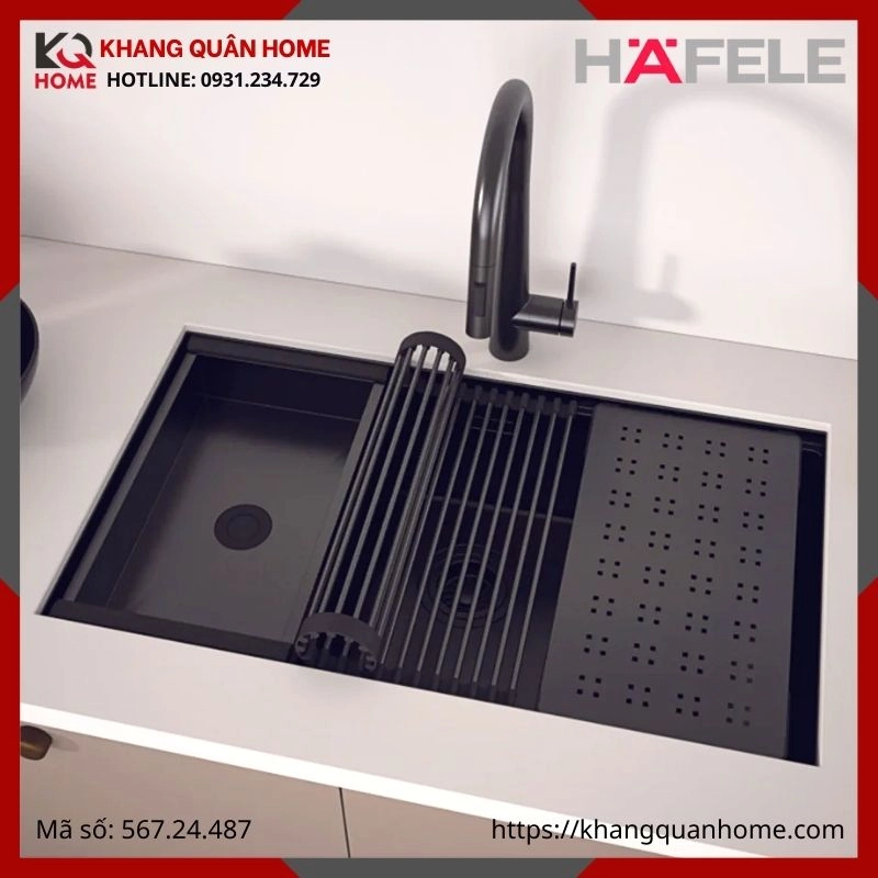 Chậu Inox Hafele Màu Đen HS25-SSN1S-7644 567.24.487