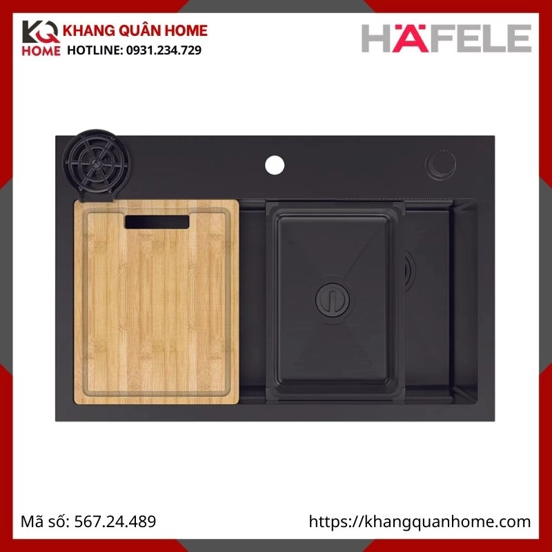 Chậu Rửa Inox Hafele Màu Đen 567.24.489 WF R10 HS25-SSN1S-8052