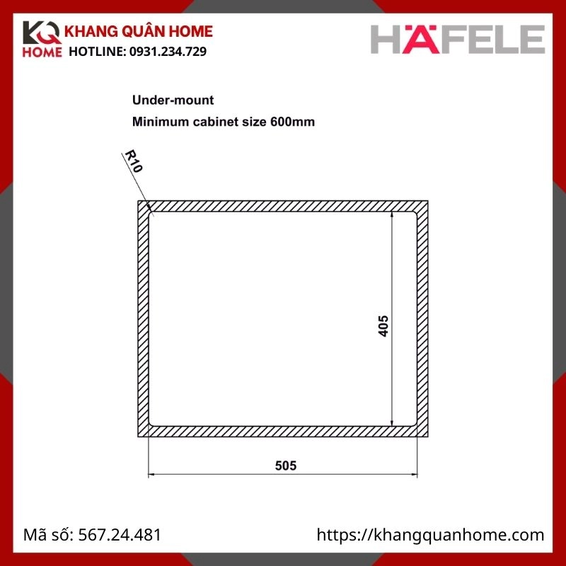 Chậu Inox Hafele Màu Đen R10 HS25-SSN1S-540 567.24.481