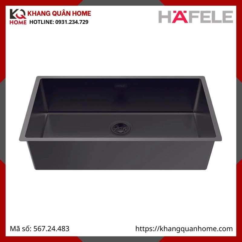 Chậu Inox Hafele Màu Đen R25 HS25-SSN1S-760 567.24.483