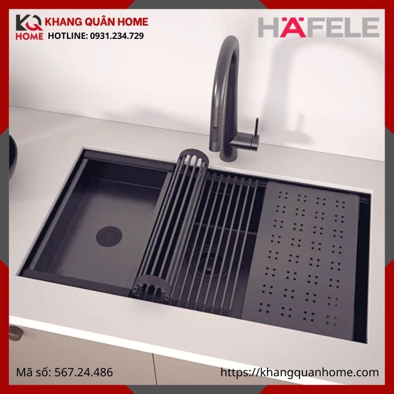 Chậu Inox Hafele Màu Titan HS25-SSN1S-7644 567.24.486