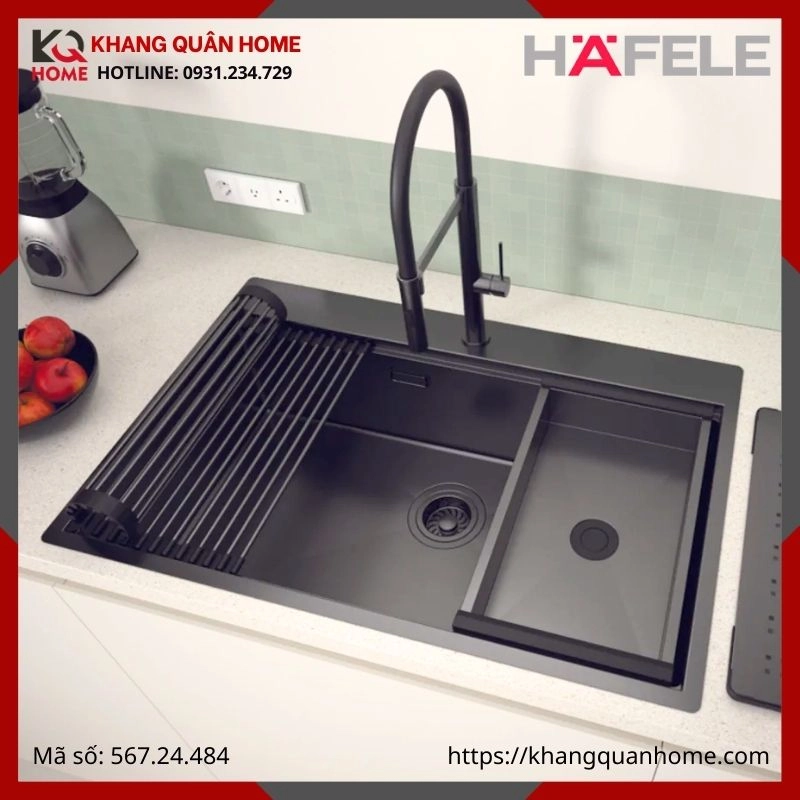 Chậu Rửa Inox Hafele Màu Titan 567.24.484 WS R10 HS25-SSN1S-7650
