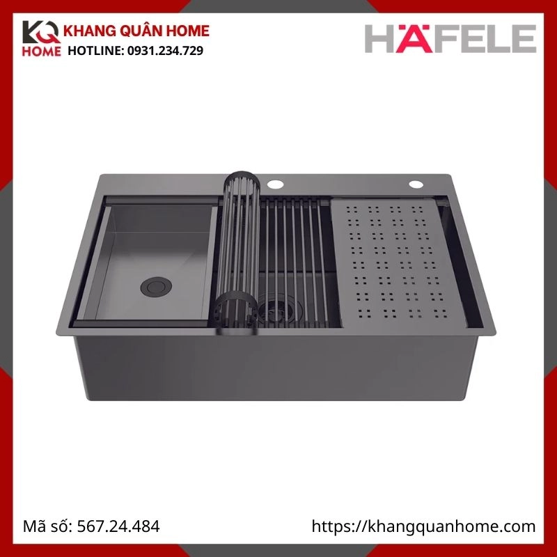 Chậu Rửa Inox Hafele Màu Titan 567.24.484 WS R10 HS25-SSN1S-7650