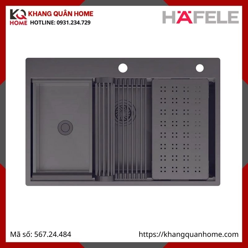Chậu Rửa Inox Hafele Màu Titan 567.24.484 WS R10 HS25-SSN1S-7650